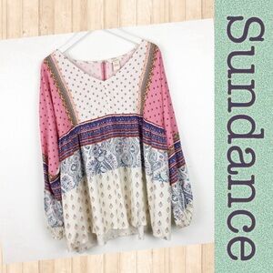 Sundance feminine Peasant Boho
Paisley oversized Blouse Size small